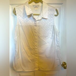 CJ Banks White Sleeveless Button Down Shirt size 1X - NWOT